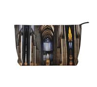 XZDLXJ Una bolsa de cosméticos de pana de catedrales góticas, adecuada para viajes y uso diario, forro resistente, garantiza la longevidad, negro, talla única, Black, Talla única