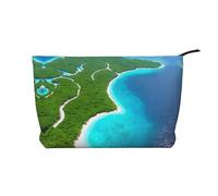 XZDLXJ Una bolsa de cosméticos de pana de isla en el mar, adecuada para viajes y uso diario, forro resistente, garantiza la longevidad, negro, talla única, Black, Talla única