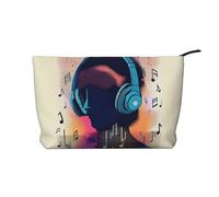 XZDLXJ Una bolsa de cosméticos de pana Music Vibes, adecuada para viajes y uso diario, forro resistente, garantiza la longevidad, negro, talla única, Black, Talla única