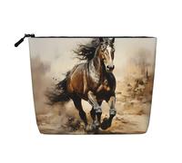 XZDLXJ Western Horse - Bolsa de maquillaje de una sola capa resistente al agua con cremallera para tus necesidades diarias o de viaje, color negro, talla única, Black, Talla única