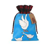 XZDLXJ White Goose House - Bolsa de arpillera con cordón y tela a cuadros y etiqueta de papel kraft, Black, M