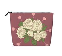 XZDLXJ White Rose of Love - Bolsa de maquillaje de una sola capa resistente al agua con cremallera para tus necesidades diarias o de viaje, color negro, talla única, Black, Talla única