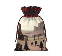 XZDLXJ Wild West Life - Bolsa de arpillera con cordón y tela a cuadros y etiqueta de papel kraft