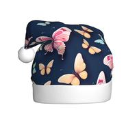 XZDPY Sombrero de Navidad de mariposas rosas y amarillas para adultos, accesorio de disfraz de fiesta de vacaciones, gorro de evento de Papá Noel