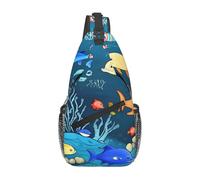 XZDZWK Blue underwater world of fish - Bolso bandolera casual para hombre, gran capacidad, duradero, adecuado para viajes, trabajo, viajes y actividades al aire libre