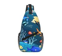 XZDZWK Blue Underwater World Of Fish - Bolso cruzado casual con diseño de múltiples bolsillos, adecuado para viajes y trabajo diario