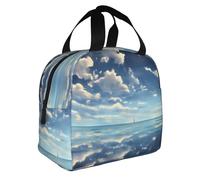 XZDZWK Bolsa de almuerzo multifuncional con nubes blancas sobre el mar, duradera y fácil de transportar para el trabajo, la escuela, picnics y actividades al aire libre