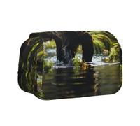 XZDZWK Brown Bear Pounce - Estuche para bolígrafos con diseño elegante y de gran capacidad, adecuado para estudiantes y viajeros de negocios