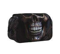 XZDZWK Estuche de calavera de color cobre, diseño elegante y de gran capacidad, adecuado para estudiantes y viajeros de negocios