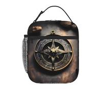 XZDZWK Magical Design Norse Runes Brújula Bolsa de almuerzo aislada de mano con bolsillos laterales de malla y múltiples bolsillos, adecuada para uso en viajes de oficina