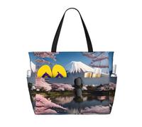 XZDZWK Mt. Fuji - Bolsa de viaje de playa de gran capacidad con múltiples bolsillos, plegable, ligera, para gimnasio, al aire libre, playa y compras