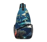 XZDZWK Sharks Under The Sea - Bolsa cruzada casual con diseño de múltiples bolsillos, adecuada para viajes y trabajo diario