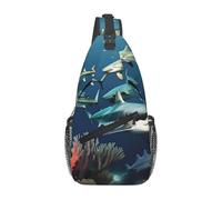 XZDZWK Sharks under the sea - Bolso bandolera casual para hombre, gran capacidad, duradero, adecuado para viajes, trabajo, viajes y actividades al aire libre