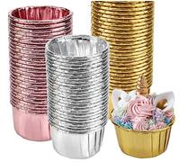 Xzeemo 150 Piezas Moldes de Papel para Magdalenas, Mini Moldes para Muffins, Tazas de Aluminio Desechables para Hornear, Moldes para Pastelería Pastel Muffins Fiesta Bodas Cumpleaños (3 Colores)