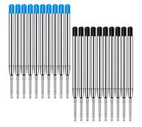 Xzeemo 20 x Recambios de Bolígrafos Metal, Recambio de Bolígrafos de Bola Reemplazable, 1 mm Punta Media Recarga de Pluma, para Bolígrafos Parker/Tactical Pens (10 Tinta Azul y 10 Tinta Negra)