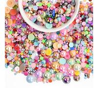 Xzeemo 2010 Piezas Cuentas de Cabujones, Perlas con Parte Trasera Plana, Cuentas Brillantes Media Esfera, Cuentas Vistoso para Decoración de Uñas Bisutería álbumes de Recortes, 6 Tamaños (D)