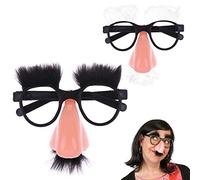 XZEIT 2 Gafas Divertidas para Cejas, Bigote, Nariz Grande, Disfraz, Gafas de Disfraz, Divertidas Gafas de Nariz para Halloween, Decorativas, Fiesta de cumpleaños, Accesorios de Cosplay (Blanco y negr