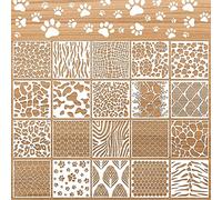 XZEIT 20 Plantillas de Plantillas de Arte de Pintura de Animales, impresión de Animales, Plantillas Reutilizables para Colorear para álbumes de Recortes, Dibujos, trazados, Bricolaje (7,8 x 7,8in)