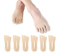XZEIT 6 Pares de Calcetines Finos de Cinco Dedos para Mujer, Transpirables de Invisibilidad, Interiores Antideslizantes, Separados Con Puntera (Color Piel)