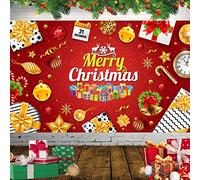 XZEIT Decoración de Navidad - Pancarta Extra Grande de Feliz Navidad, Carteles para Año Nuevo, Fondo de Cabina de Fotos para Interiores (110 * 185 cm)