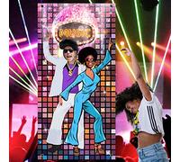 XZEIT Decoraciones de fiesta de baile de los 70, Telón de fondo 80's Hip Hop Sign Party Banner Photo Booth Background, fondo de foto retro para decoración de fiesta temática de los 90 (35 x 70 pulgada