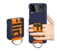 XZEIT Funda con para Samsung Galaxy Z Flip 3 con Anillo, funda plegable para teléfono celular Galaxy Z Flip 3, con Correa de policarbonato en Acabado Mate, Resistente, Resistente los Golpes - azul mar