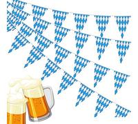 XZEIT Oktoberfest,BanderíN Decorativo BáVaro de 36 M, DiseñO de BáVaro, Bandera Triangular a Cuadros Azul/Blanco, Guirnalda Oktoberfest para Fiestas, JardíN, Tiendas de CampañA de Cerveza