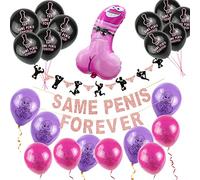 XZEIT Pancarta del mismo pene para siempre, paquete de despedida de soltera globo, juego de decoración del mismo pene para siempre, suministros para despedida soltera, compromiso, pancarta con purpuri