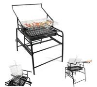 XZEIT 360 ° Grillas de carbón giratorias, Parrilla BBQ Smoker Portable Grill de Acero Inoxidable Grill de Charbroil para Acampar Picnics Garden Beach Party Cooking Outdoor Grill