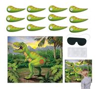 XZEIT Pin The Tail on The Dinosaur Game, Suministros para Fiestas de Juegos de Dinosaurios, con 12 Piezas de Colas, para Suministros de Fiestas de Dinosaurios, Juegos de Fiestas de cumpleaños