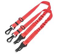 Xzenuo Cinturones de Seguridad para Perros para Coches, arnés de Seguridad Ajustable para Mascotas con absorción de Impactos elástica y mosquetón de Metal (Rojo, 60cm*2)