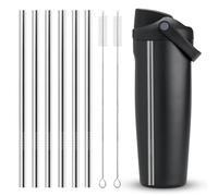 XZESH 6 pajitas de metal de repuesto para botella de agua Owala de 24 onzas, 32 onzas, con 2 limpiadores de popotes, pajitas reutilizables de acero inoxidable compatibles con botellas de agua Owala