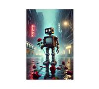 XZGTHYTYUY Póster de lienzo con texto en inglés "A Robot's Tender Gesture in The Storm" para decoración de dormitorio, oficina, habitación, regalo, 20 x 30 cm