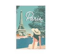XZGTHYTYUY Póster vintage con texto en inglés "Welcome to Beautiful Paris" (30 x 45 cm)