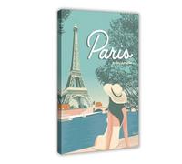 XZGTHYTYUY Póster vintage con texto en inglés "Welcome to Beautiful Paris" (50 x 75 cm)