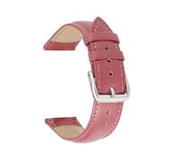 Xzhomfm 10-24mm Correa de reloj de cuero de ternera de Hong Kong suave sin estampar, Rosa, 14mm