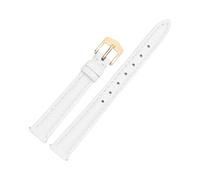 Xzhomfm Correa de reloj de cuero de ternera de grano completo con liberación rápida 12-24mm con hebilla a pasador de aleación dorada, Blanco, 18mm