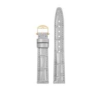Xzhomfm Correa de reloj de cuero de vaca colorido brillante y suave 16-18mm con hebilla a pasador dorada, Gris, 18mm