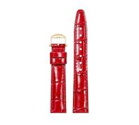Xzhomfm Correa de reloj de cuero de vaca colorido brillante y suave 16-18mm con hebilla a pasador dorada, Rojo, 18mm