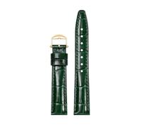 Xzhomfm Correa de reloj de cuero de vaca colorido brillante y suave 16-18mm con hebilla a pasador dorada, Verde, 18mm