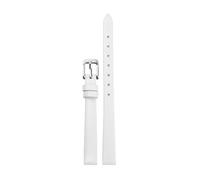 Xzhomfm Correa de reloj de cuero de vaca de grano completo brillante e impermeable 6-18mm con hebilla a pasador plateada, Blanco, 11mm