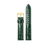 Xzhomfm Correa de reloj de cuero genuino colorido con estampado bambú 10-22mm con hebilla a pasador dorada, Verde oscuro, 10m