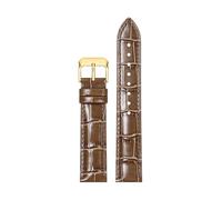 Xzhomfm Correa de reloj de cuero genuino colorido con estampado bambú 10-22mm con hebilla a pasador dorada, Marrón café, 10m
