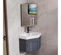 XZHWSZD Armario de esquina para baño, armario de esquina montado en la esquina, con armario de espejo y grifos fríos y calientes, fregaderos de baño pequeños, para espacios pequeños