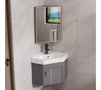 XZHWSZD Armario de esquina para baño, armario de esquina montado en la esquina, con armario de espejo y grifos fríos y calientes, fregaderos de baño pequeños, para espacios pequeños