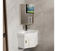 XZHWSZD Armario de esquina para baño, armario de esquina montado en la esquina, con armario de espejo y grifos fríos y calientes, fregaderos de baño pequeños, para espacios pequeños