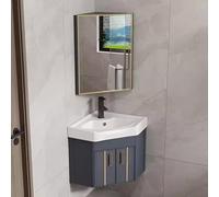 XZHWSZD Armario de esquina para baño, armario de esquina montado en la esquina, con armario de espejo y grifos fríos y calientes, fregaderos de baño pequeños, para espacios pequeños