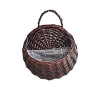 XZincer Cesta de mimbre para colgar en la pared, cesta de mimbre natural hecha a mano, cesta colgante, maceta, nido, contenedor de almacenamiento para el jardín del hogar, decoración de pared (café,