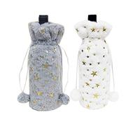 XZincer Juego de botellas de vino para Navidad, estrella blanca, lentejuelas, botella de vino, decoración de mesa de Navidad, bolsas de vino, pequeñas botellas de champán, regalo, b, 1 stück (1er