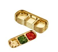 XZJMY 5 cuencos de acero inoxidable con 3 rejillas divididas para salsas, aperitivos, platos para servir aperitivos, platos cuadrados pequeños para condimentos, para cocina, hogar, barbacoa y cena de